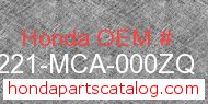 Honda 81221-MCA-000ZQ genuine part number image