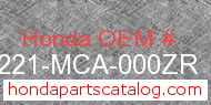 Honda 81221-MCA-000ZR genuine part number image