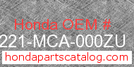 Honda 81221-MCA-000ZU genuine part number image