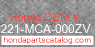 Honda 81221-MCA-000ZV genuine part number image