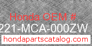 Honda 81221-MCA-000ZW genuine part number image