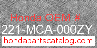 Honda 81221-MCA-000ZY genuine part number image