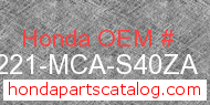 Honda 81221-MCA-S40ZA genuine part number image