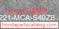 Honda 81221-MCA-S40ZB genuine part number image