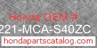 Honda 81221-MCA-S40ZC genuine part number image