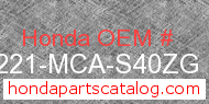 Honda 81221-MCA-S40ZG genuine part number image