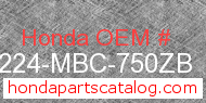 Honda 81224-MBC-750ZB genuine part number image