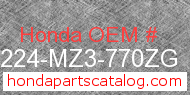 Honda 81224-MZ3-770ZG genuine part number image