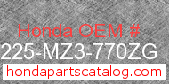 Honda 81225-MZ3-770ZG genuine part number image