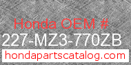 Honda 81227-MZ3-770ZB genuine part number image