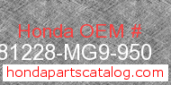 Honda 81228-MG9-950 genuine part number image