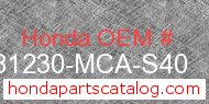 Honda 81230-MCA-S40 genuine part number image
