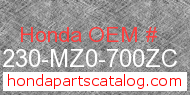 Honda 81230-MZ0-700ZC genuine part number image