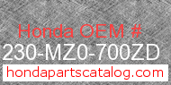 Honda 81230-MZ0-700ZD genuine part number image