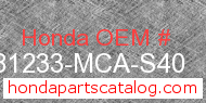 Honda 81233-MCA-S40 genuine part number image