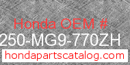Honda 81250-MG9-770ZH genuine part number image