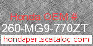 Honda 81260-MG9-770ZT genuine part number image