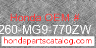 Honda 81260-MG9-770ZW genuine part number image