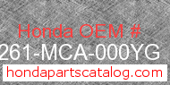 Honda 81261-MCA-000YG genuine part number image