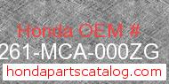 Honda 81261-MCA-000ZG genuine part number image