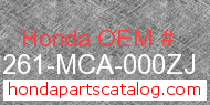 Honda 81261-MCA-000ZJ genuine part number image