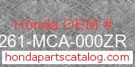 Honda 81261-MCA-000ZR genuine part number image