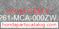 Honda 81261-MCA-000ZW genuine part number image