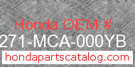 Honda 81271-MCA-000YB genuine part number image