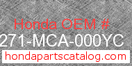 Honda 81271-MCA-000YC genuine part number image