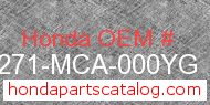 Honda 81271-MCA-000YG genuine part number image