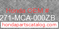 Honda 81271-MCA-000ZB genuine part number image