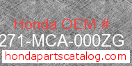 Honda 81271-MCA-000ZG genuine part number image