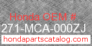 Honda 81271-MCA-000ZJ genuine part number image