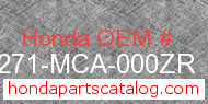 Honda 81271-MCA-000ZR genuine part number image