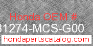 Honda 81274-MCS-G00 genuine part number image