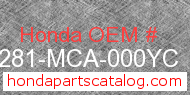 Honda 81281-MCA-000YC genuine part number image