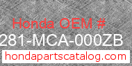 Honda 81281-MCA-000ZB genuine part number image