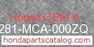 Honda 81281-MCA-000ZQ genuine part number image