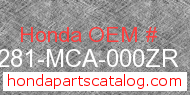 Honda 81281-MCA-000ZR genuine part number image