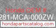 Honda 81281-MCA-000ZW genuine part number image