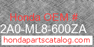 Honda 812A0-ML8-600ZA genuine part number image