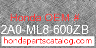 Honda 812A0-ML8-600ZB genuine part number image