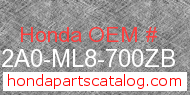 Honda 812A0-ML8-700ZB genuine part number image