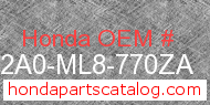 Honda 812A0-ML8-770ZA genuine part number image