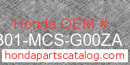 Honda 81301-MCS-G00ZA genuine part number image