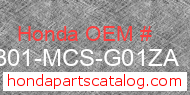 Honda 81301-MCS-G01ZA genuine part number image
