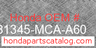 Honda 81345-MCA-A60 genuine part number image