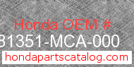 Honda 81351-MCA-000 genuine part number image