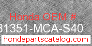 Honda 81351-MCA-S40 genuine part number image