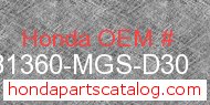 Honda 81360-MGS-D30 genuine part number image